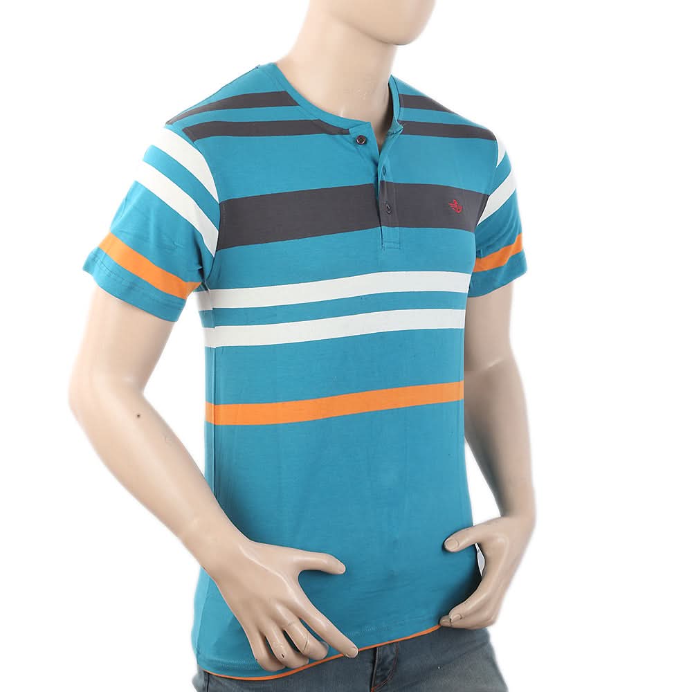 Men's Half Sleeves Placket T-Shirt - Sea Green, Men, T-Shirts And Polos, Chase Value, Chase Value