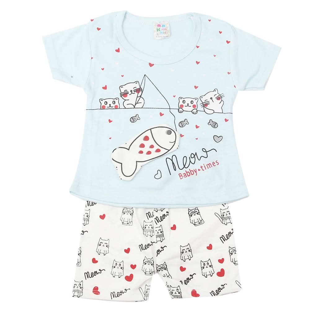 Newborn Girls Half Sleeves Suit - Cyan, Kids, Newborn Girls Sets And Suits, Chase Value, Chase Value