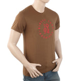 Men's Round Neck Half Sleeves T-Shirt - Brown, Men, T-Shirts And Polos, Chase Value, Chase Value