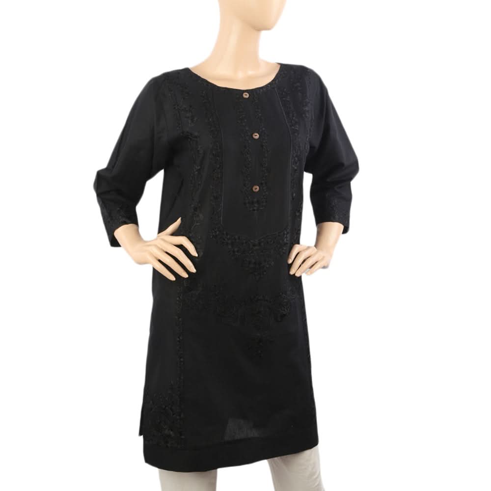 Women's Embroidered Kurti - Black, Women Ready Kurtis, Chase Value, Chase Value