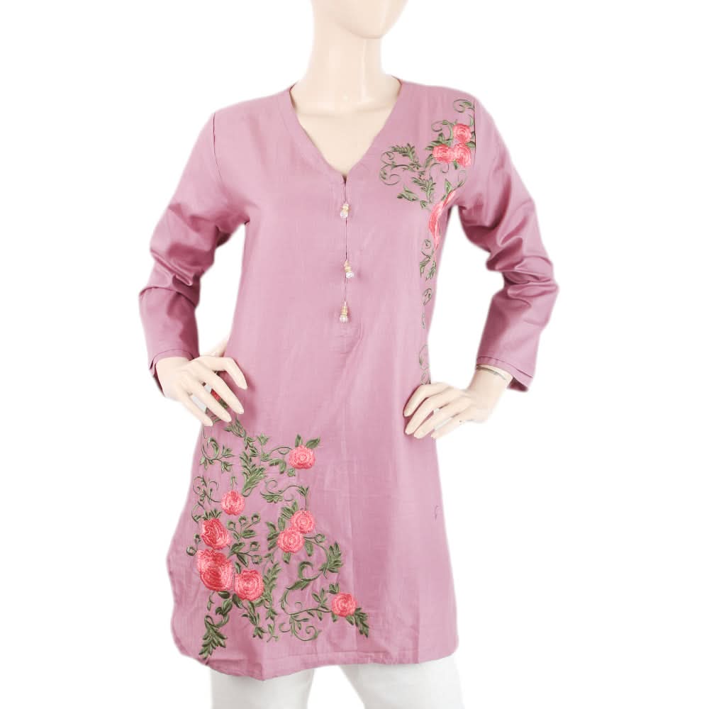 Women's Embroidered Kurti - Light Purple, Women, Ready Kurtis, Chase Value, Chase Value