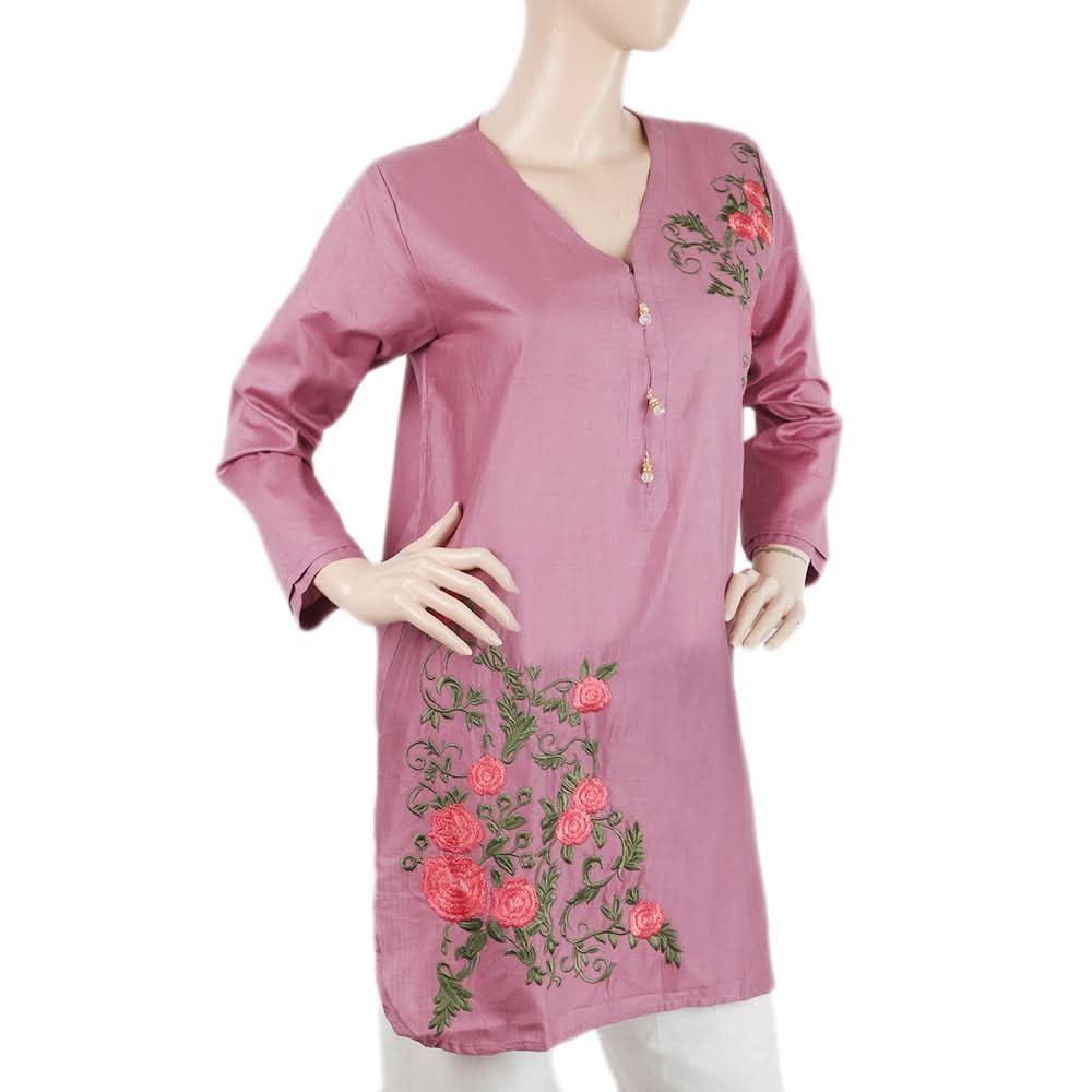 Women's Embroidered Kurti - Light Purple, Women, Ready Kurtis, Chase Value, Chase Value