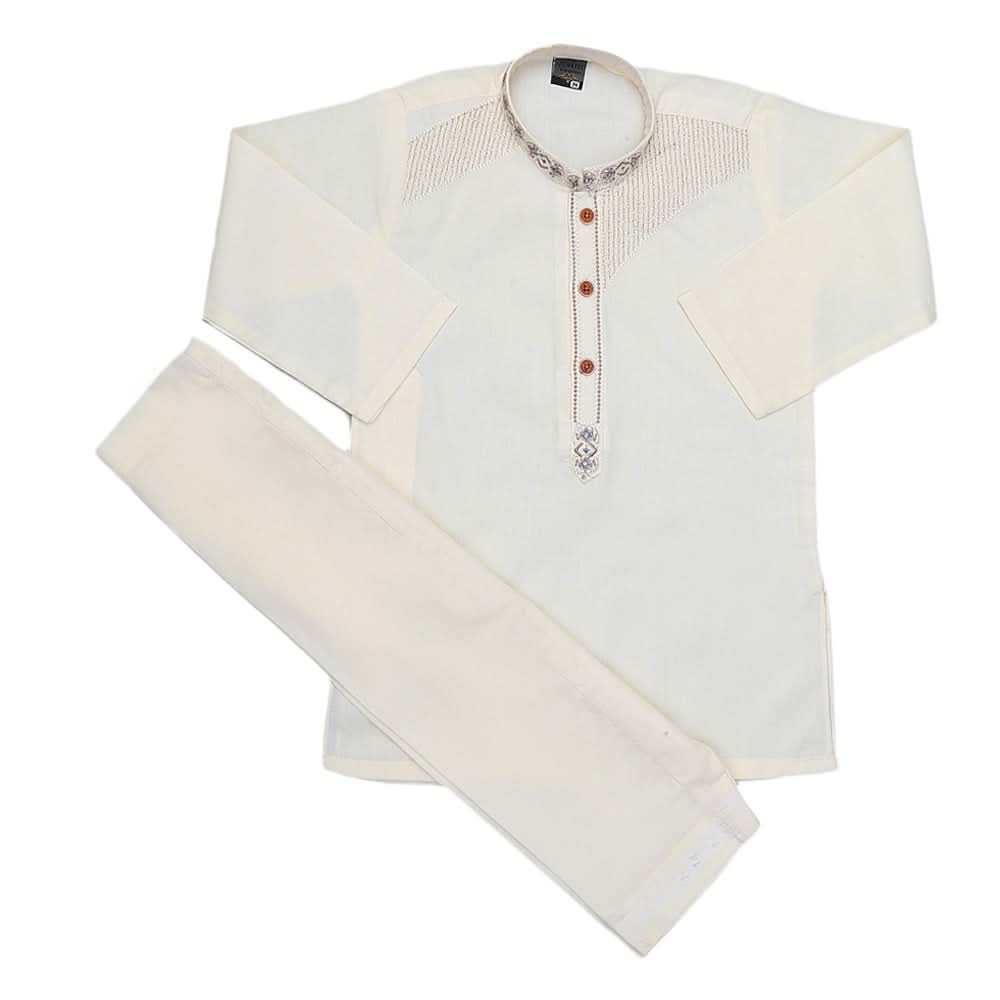Boys Embroidered Kurta Shalwar Suit - Fawn, Kids, Boys Shalwar Kameez, Chase Value, Chase Value