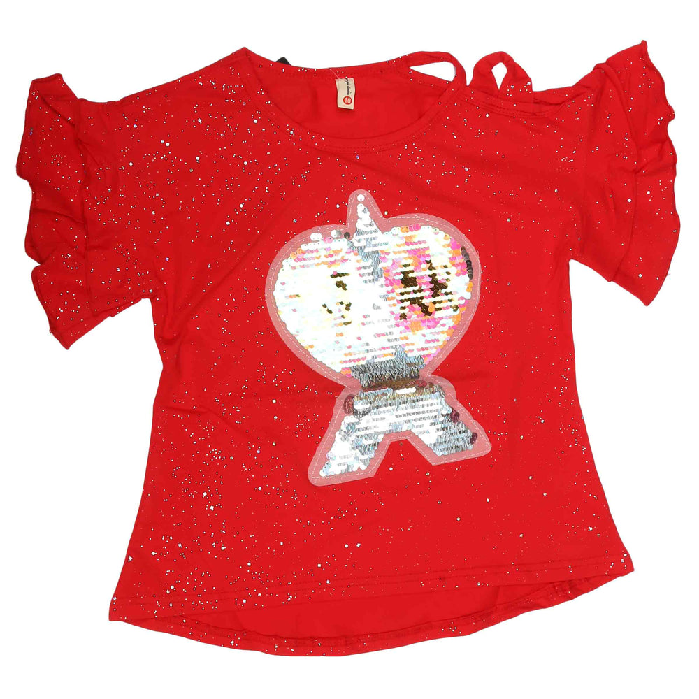 Girls Fancy T-Shirt - Red, Kids, Girls T-Shirts, Chase Value, Chase Value