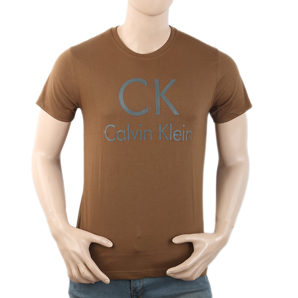 Men's Round Neck Half Sleeves T-Shirt - Brown, Men, T-Shirts And Polos, Chase Value, Chase Value
