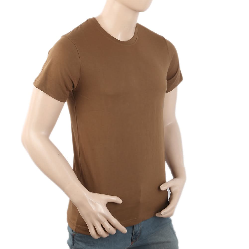 Men's Round Neck Half Sleeves T-Shirt - Brown, Men, T-Shirts And Polos, Chase Value, Chase Value