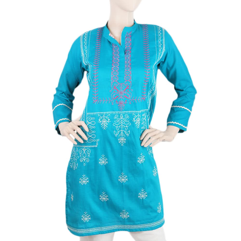 Women's Embroidered Kurti - Sea Green, Women, Ready Kurtis, Chase Value, Chase Value