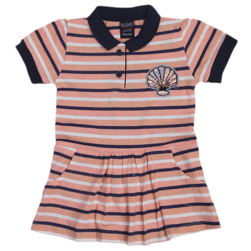 Girls Yarn Dyed Collar Top - Peach, Kids, Tops, Chase Value, Chase Value