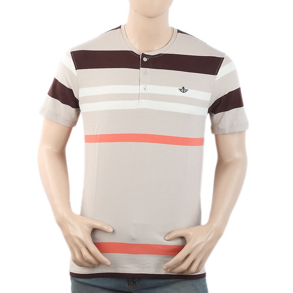Men's Half Sleeves Placket T-Shirt - Beige, Men, T-Shirts And Polos, Chase Value, Chase Value