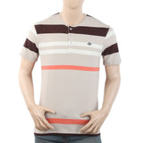 Men's Half Sleeves Placket T-Shirt - Beige, Men, T-Shirts And Polos, Chase Value, Chase Value