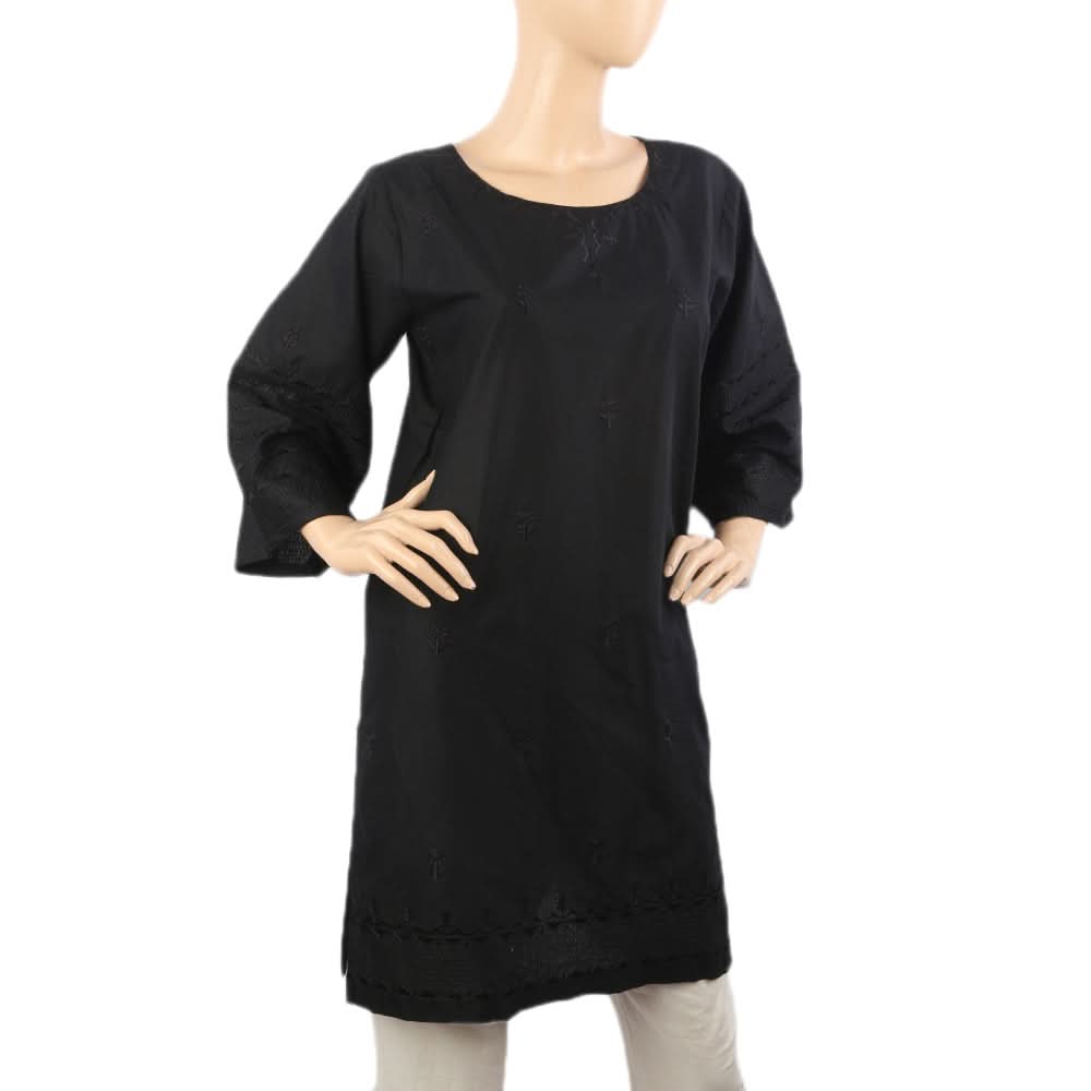 Women's Embroidered Kurti - Black, Women Ready Kurtis, Chase Value, Chase Value
