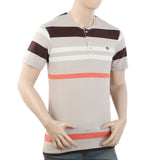 Men's Half Sleeves Placket T-Shirt - Beige, Men, T-Shirts And Polos, Chase Value, Chase Value