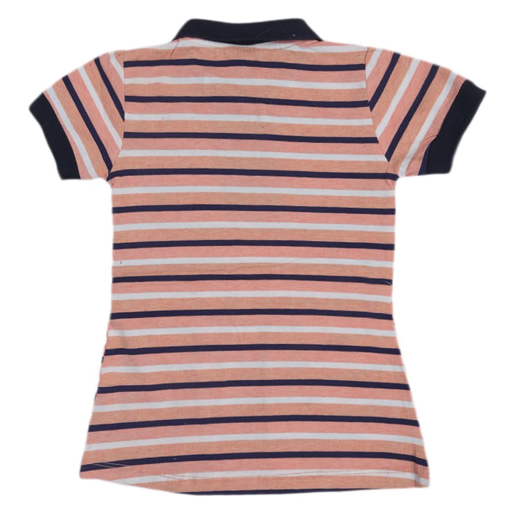 Girls Yarn Dyed Collar Top - Peach, Kids, Tops, Chase Value, Chase Value