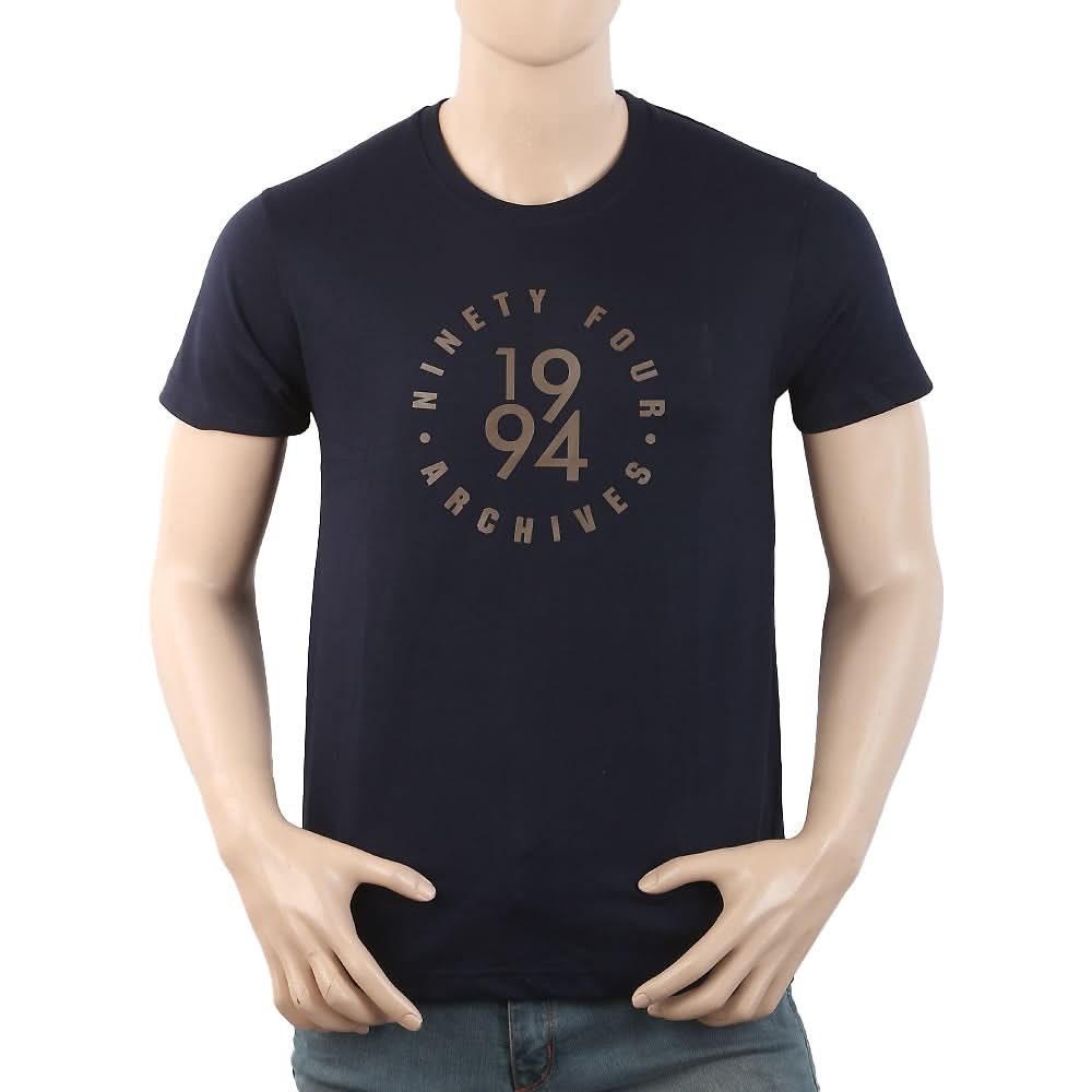Men's Round Neck Half Sleeves T-Shirt - Navy Blue, Men, T-Shirts And Polos, Chase Value, Chase Value