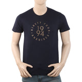 Men's Round Neck Half Sleeves T-Shirt - Navy Blue, Men, T-Shirts And Polos, Chase Value, Chase Value