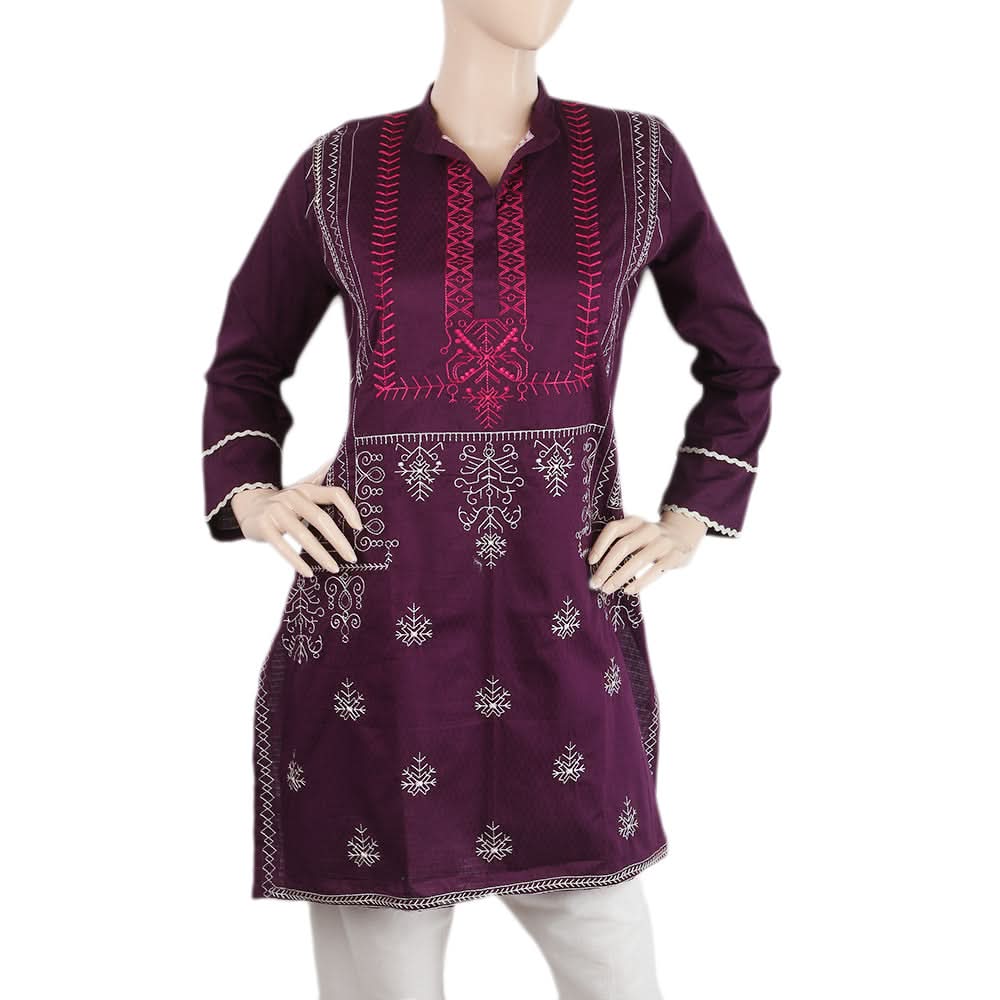 Women's Embroidered Kurti - Purple, Women, Ready Kurtis, Chase Value, Chase Value
