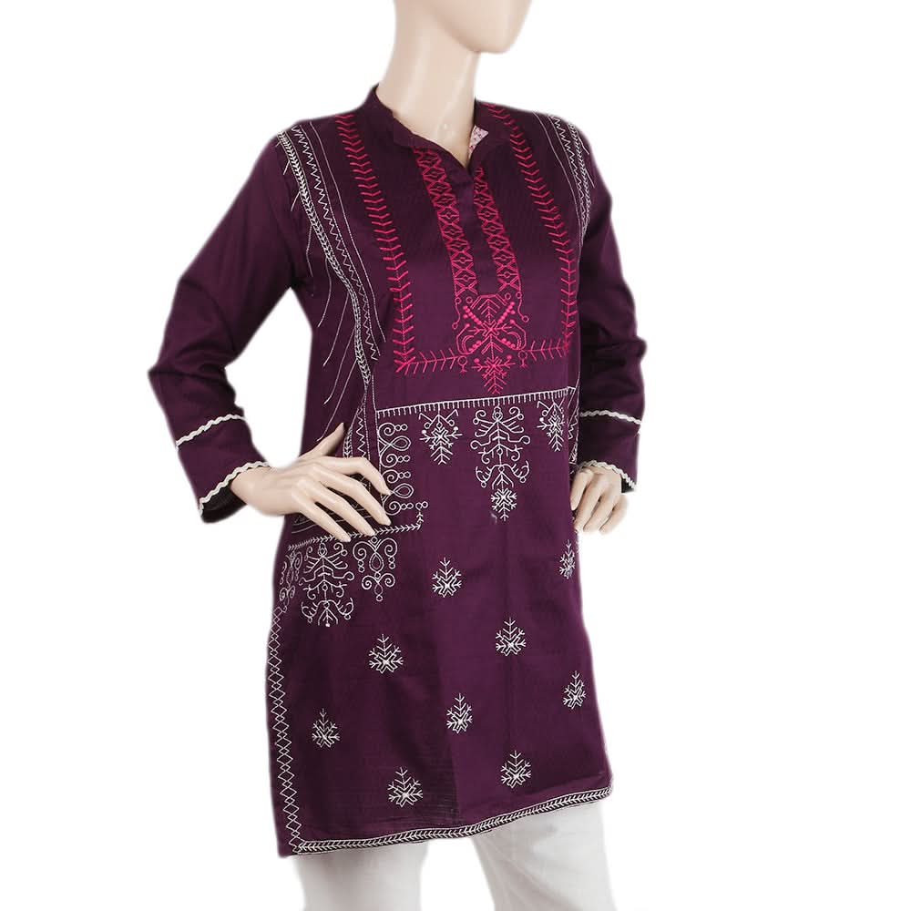 Women's Embroidered Kurti - Purple, Women, Ready Kurtis, Chase Value, Chase Value