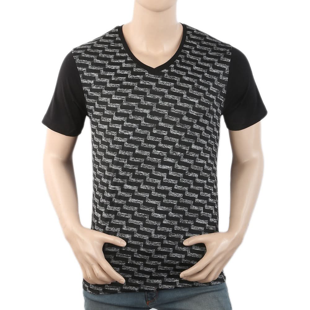 Men's Half Sleeves Placket T-Shirt - Black, Men, T-Shirts And Polos, Chase Value, Chase Value