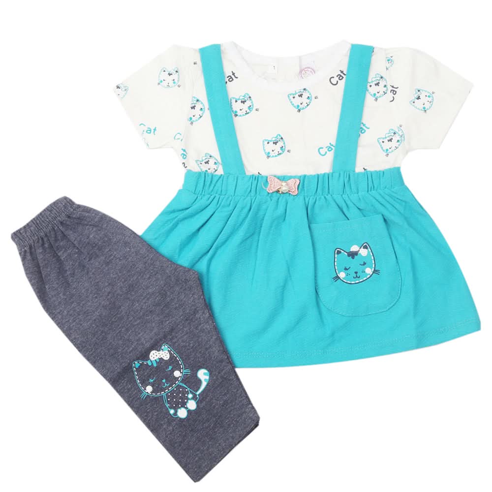 Newborn Baby Girls Suit - Steel Green, Kids, Newborn Girls Sets And Suits, Chase Value, Chase Value