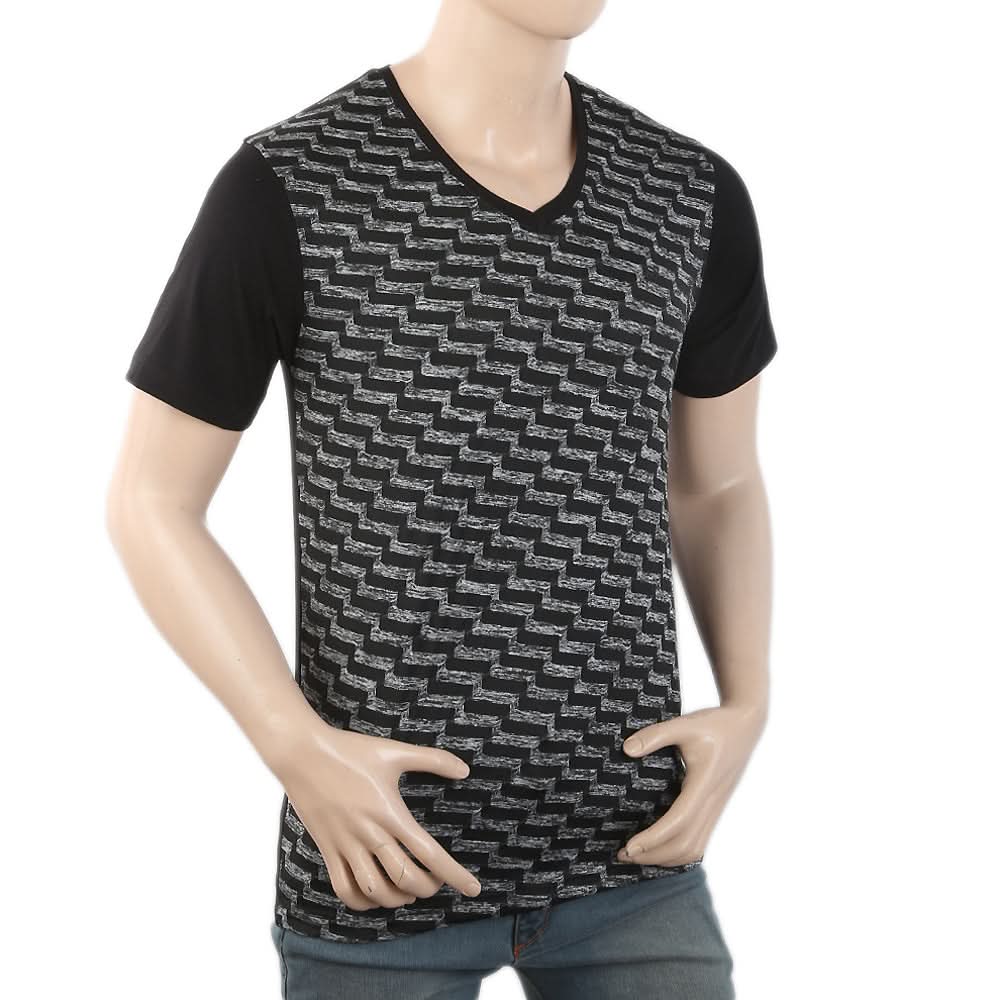Men's Half Sleeves Placket T-Shirt - Black, Men, T-Shirts And Polos, Chase Value, Chase Value
