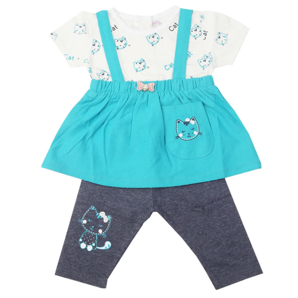 Newborn Baby Girls Suit - Steel Green, Kids, Newborn Girls Sets And Suits, Chase Value, Chase Value