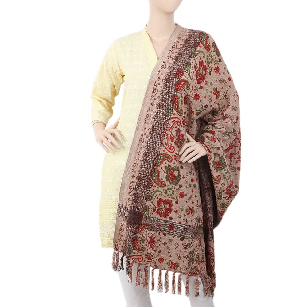 Women's Printed & Velvet Shawl - Beige, Women, Shawls And Scarves, Chase Value, Chase Value