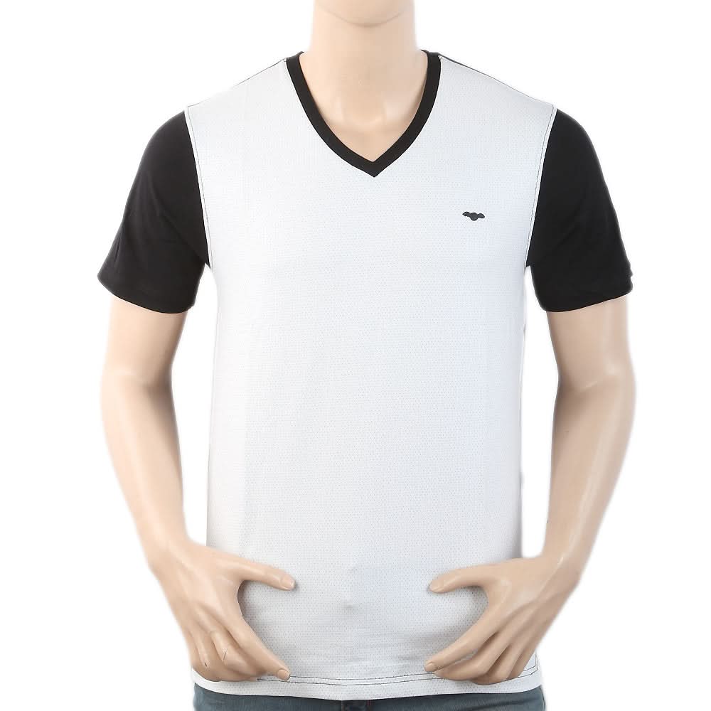 Men's Half Sleeves Placket T-Shirt - White, Men, T-Shirts And Polos, Chase Value, Chase Value
