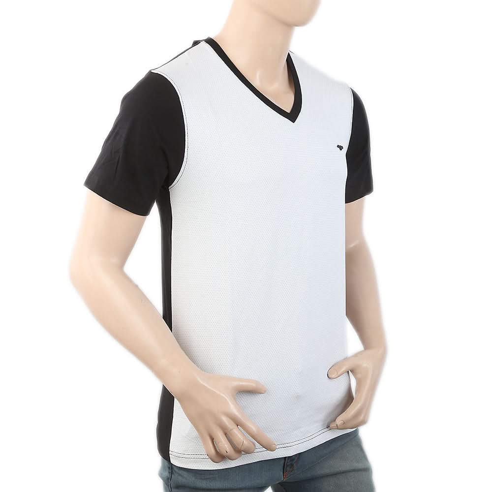 Men's Half Sleeves Placket T-Shirt - White, Men, T-Shirts And Polos, Chase Value, Chase Value