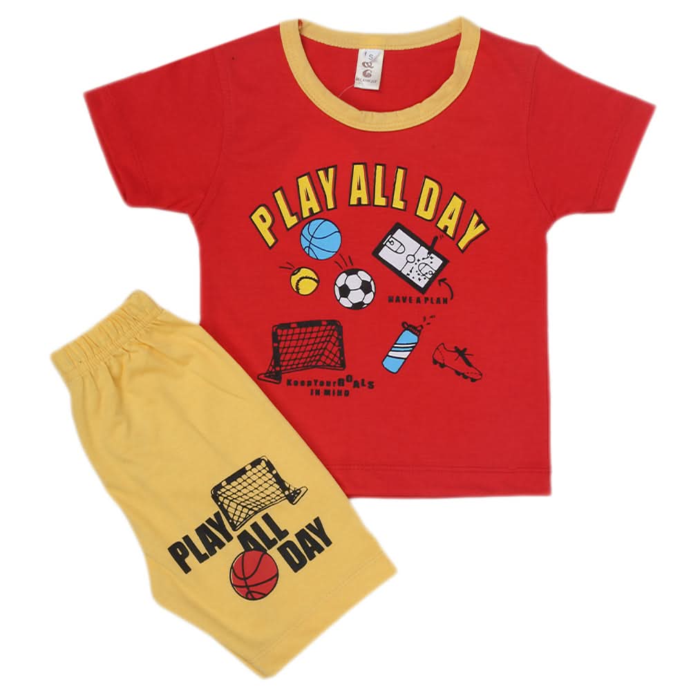 Boys Short Suit - Red, Kids, Boys Sets And Suits, Chase Value, Chase Value
