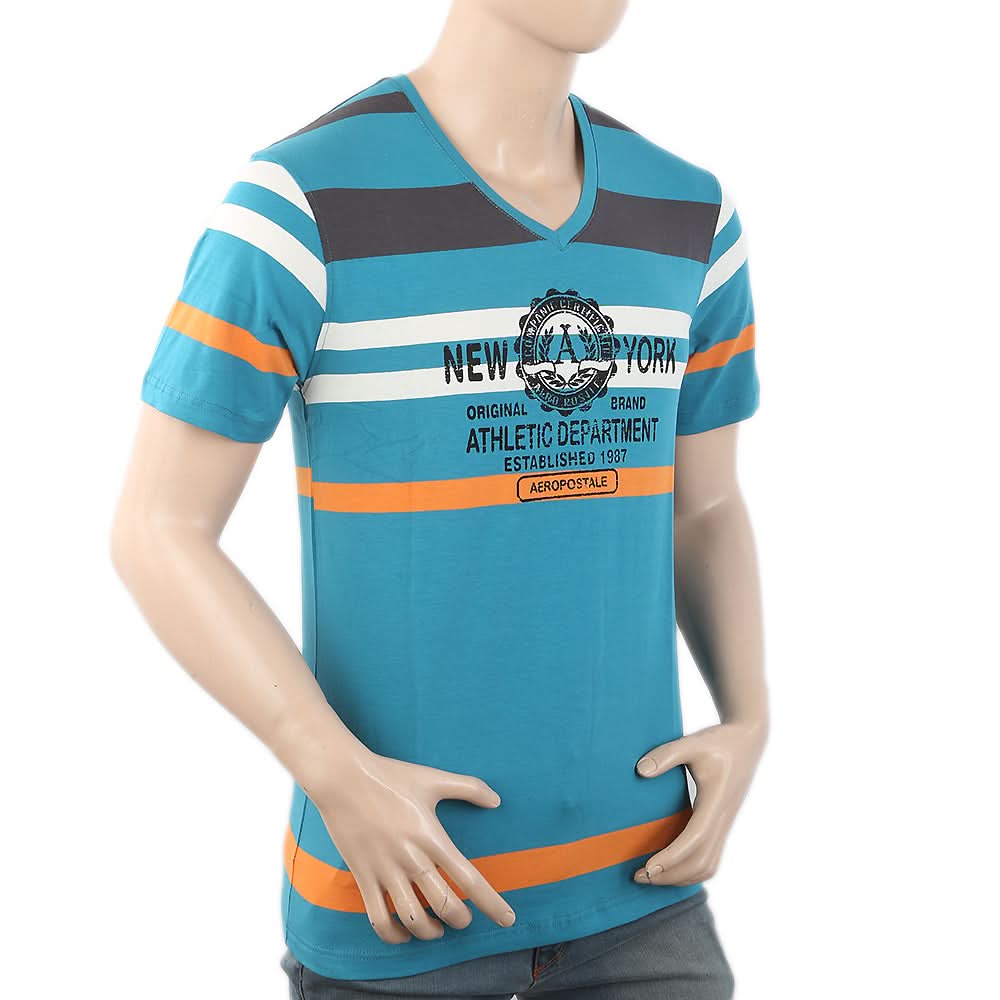 Men's Half Sleeves Placket T-Shirt - Sea Green, Men, T-Shirts And Polos, Chase Value, Chase Value