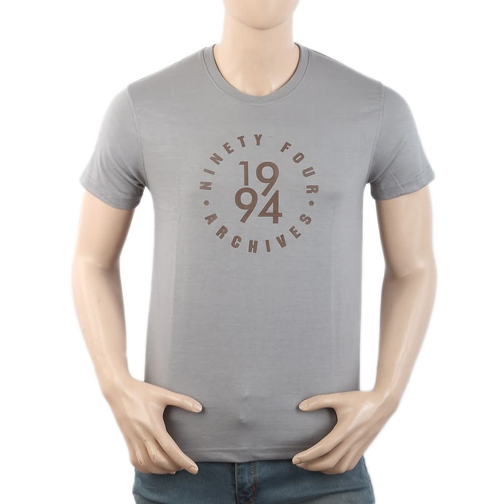 Men's Round Neck Half Sleeves T-Shirt - Grey, Men, T-Shirts And Polos, Chase Value, Chase Value