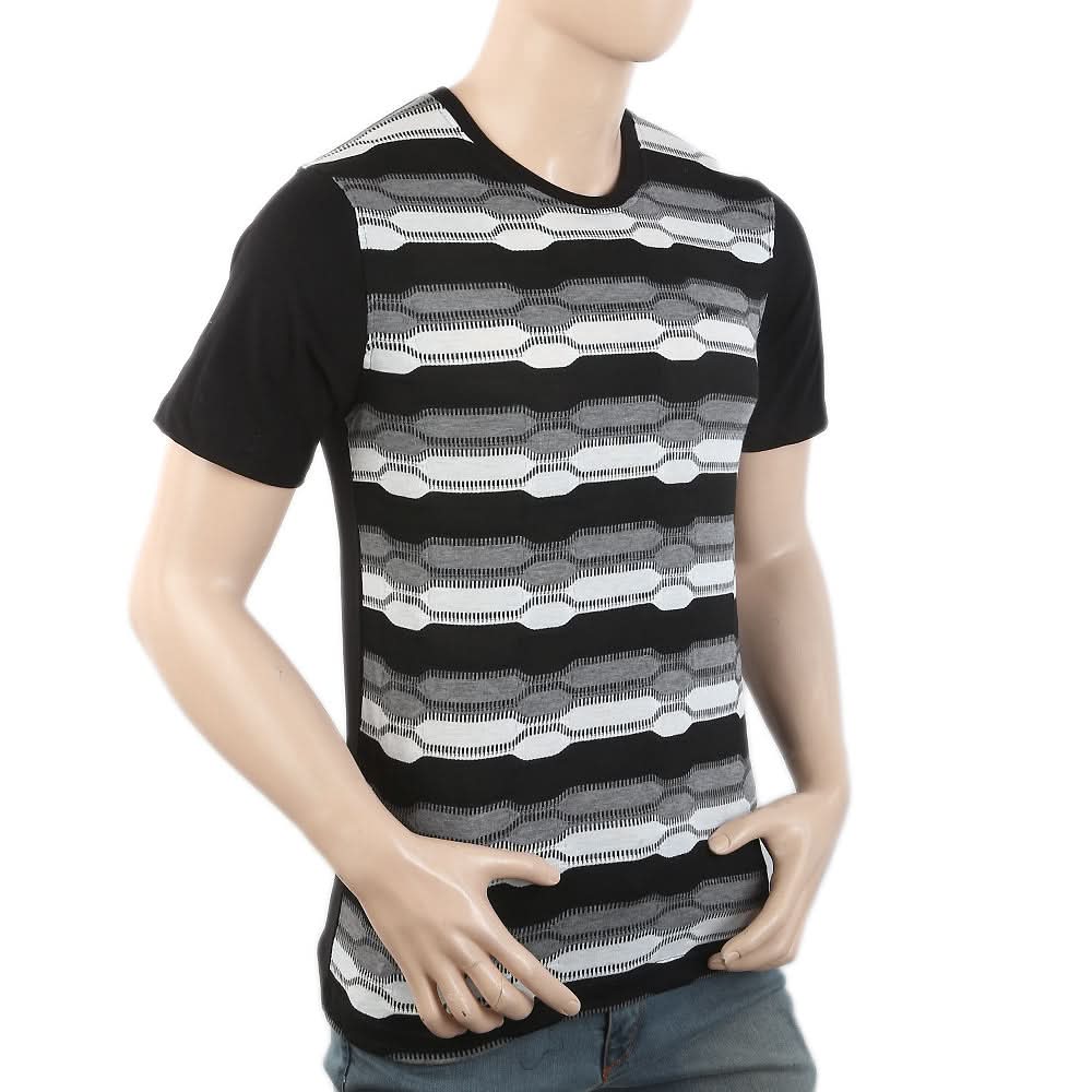 Men's Half Sleeves Placket T-Shirt - Black, Men, T-Shirts And Polos, Chase Value, Chase Value