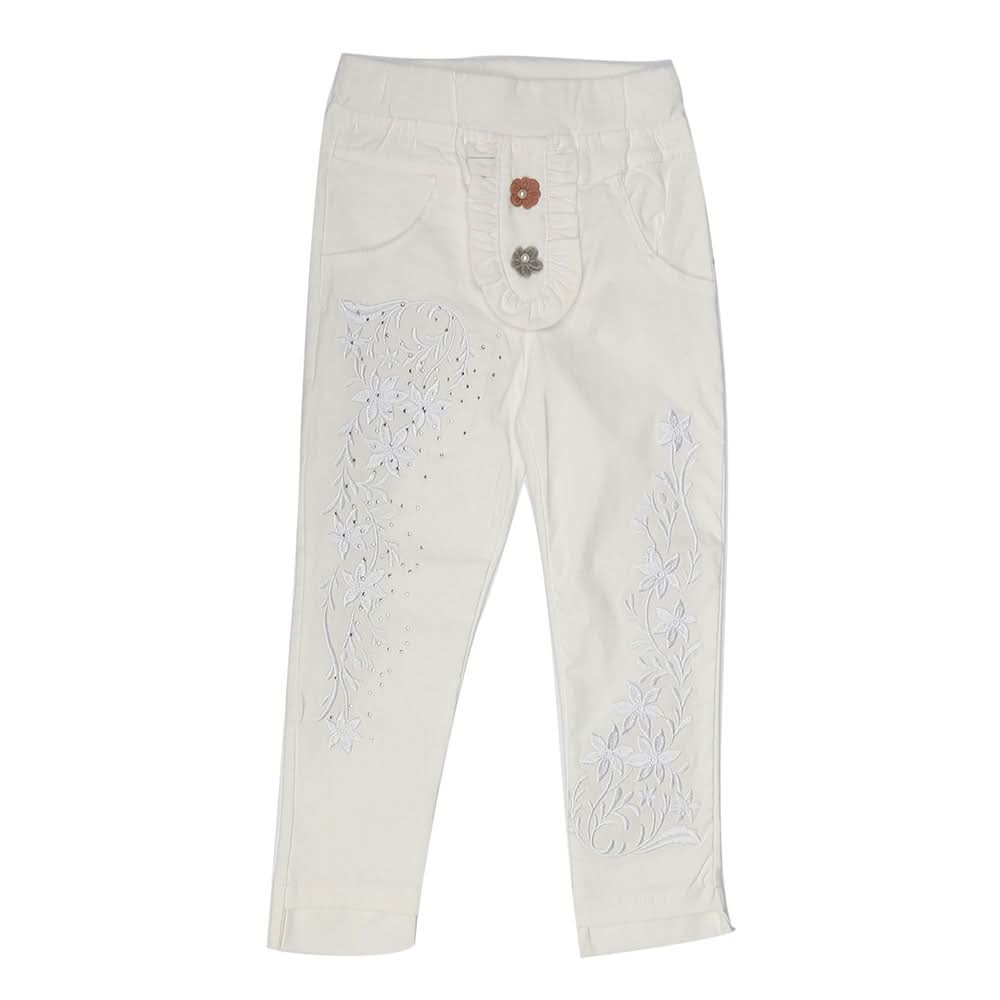 Girls Cotton Pant - White, Kids, Girls Pants And Capri, Chase Value, Chase Value