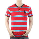 Men's Half Sleeves Placket T-Shirt - Red, Men, T-Shirts And Polos, Chase Value, Chase Value