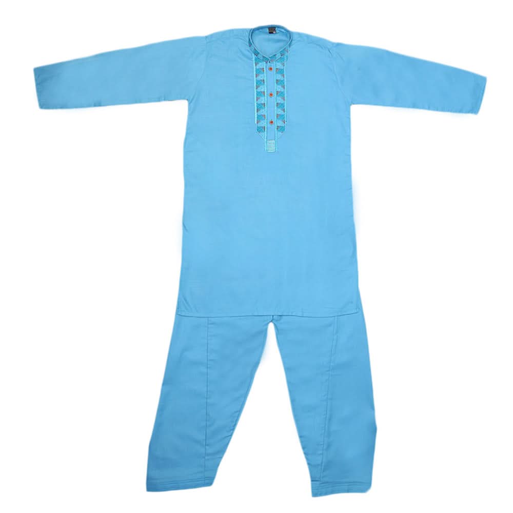 Boys Embroidered Kurta Shalwar Suit - Light Blue, Kids, Boys Shalwar Kameez, Chase Value, Chase Value