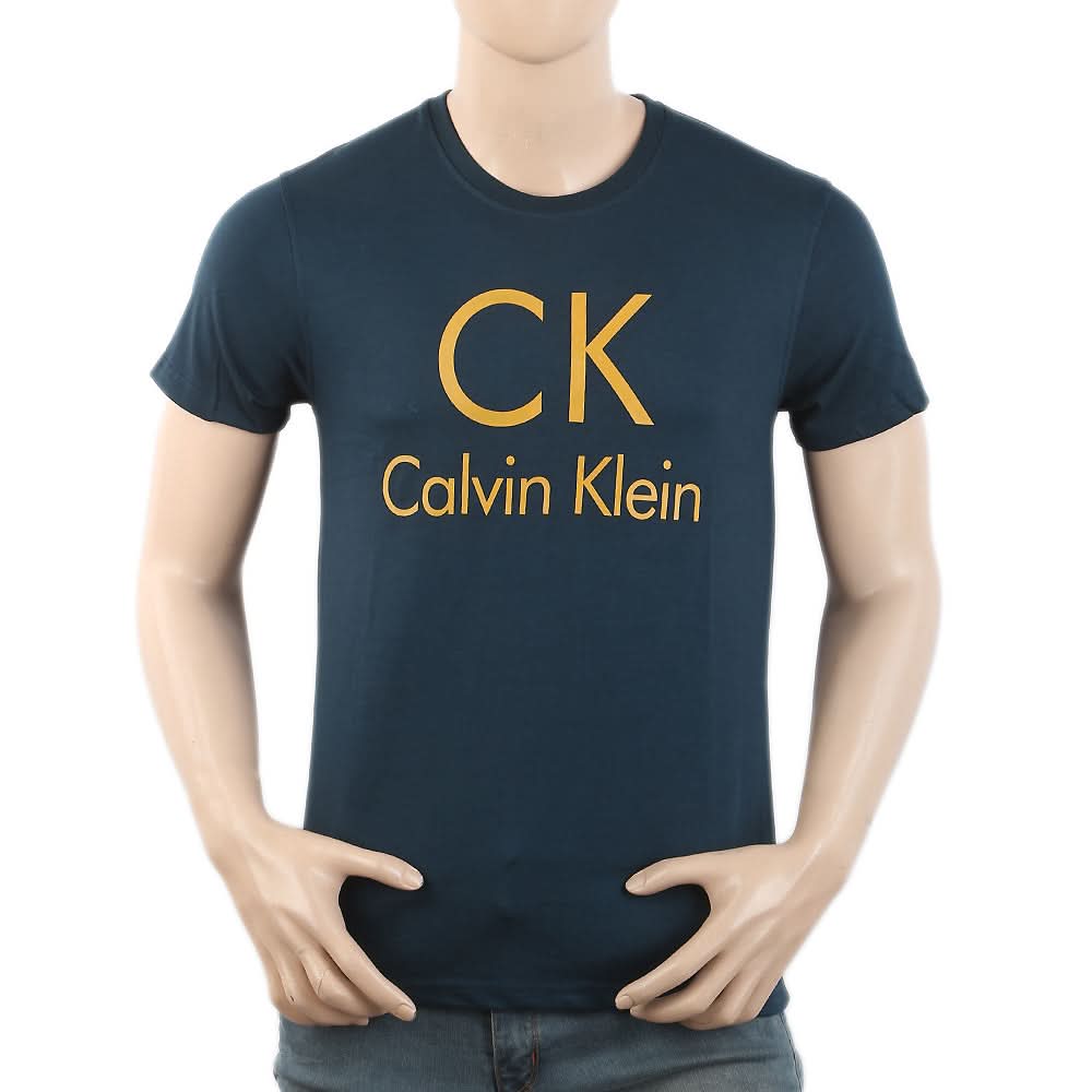 Men's Round Neck Half Sleeves T-Shirt - Steel Green, Men, T-Shirts And Polos, Chase Value, Chase Value