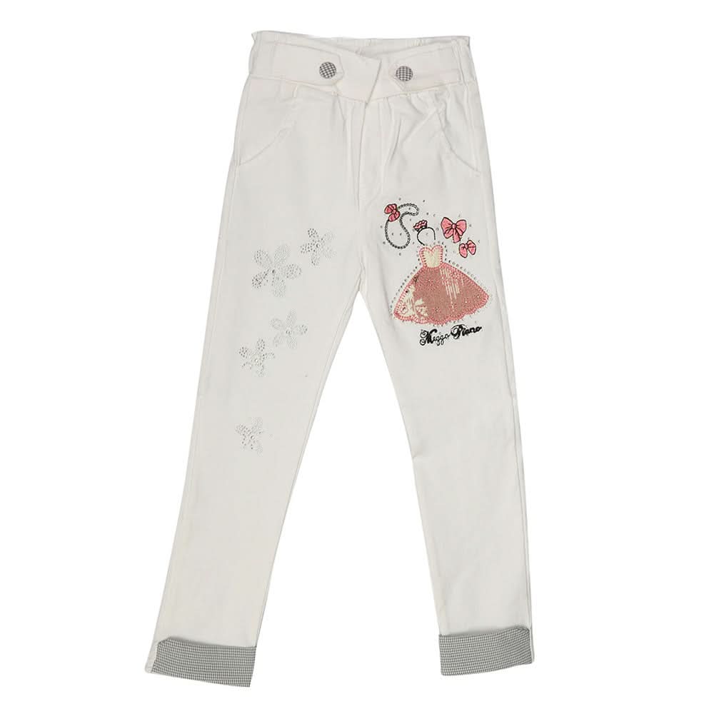 Girls Cotton Pant - White, Kids, Girls Pants And Capri, Chase Value, Chase Value