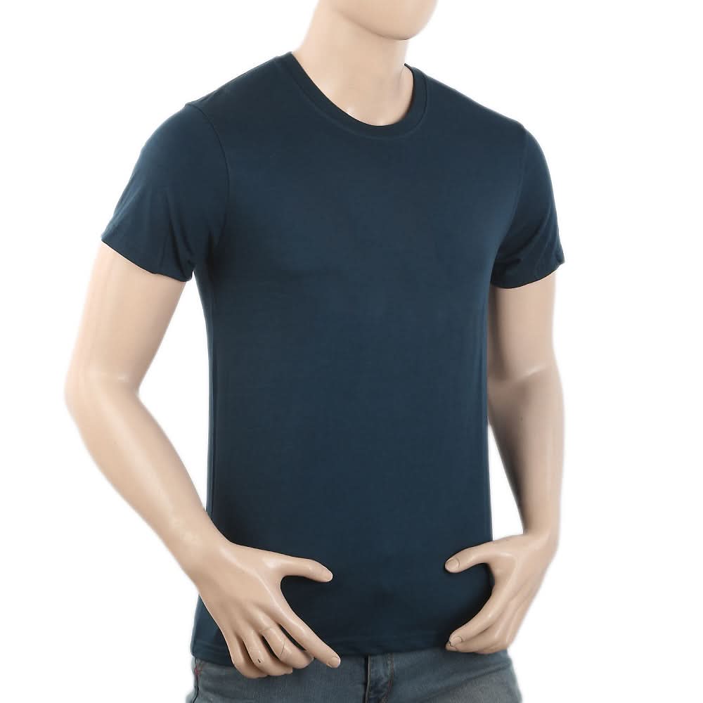 Men's Round Neck Half Sleeves T-Shirt - Steel Green, Men, T-Shirts And Polos, Chase Value, Chase Value