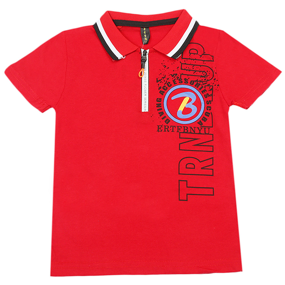 Boys Half Sleeves Polo T-Shirt - Red, Boys T-Shirts, Chase Value, Chase Value