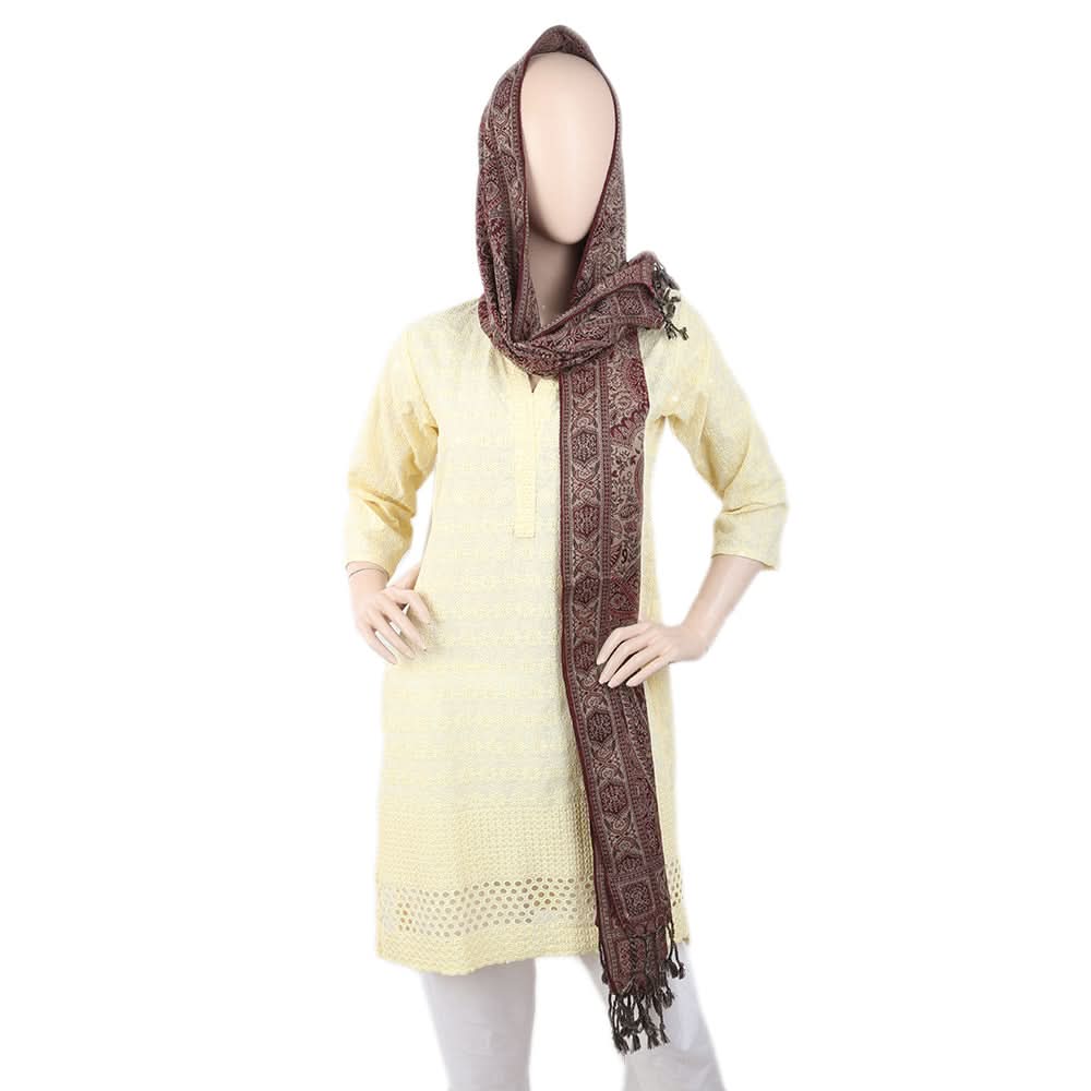Women's 4 Border Stoler - Maroon, Women, Shawls And Scarves, Chase Value, Chase Value