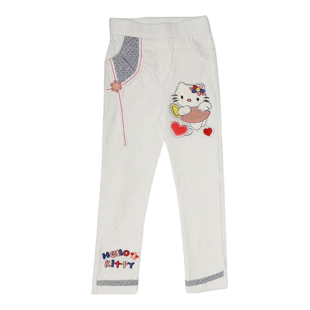 Girls Cotton Pant - White, Kids, Girls Pants And Capri, Chase Value, Chase Value
