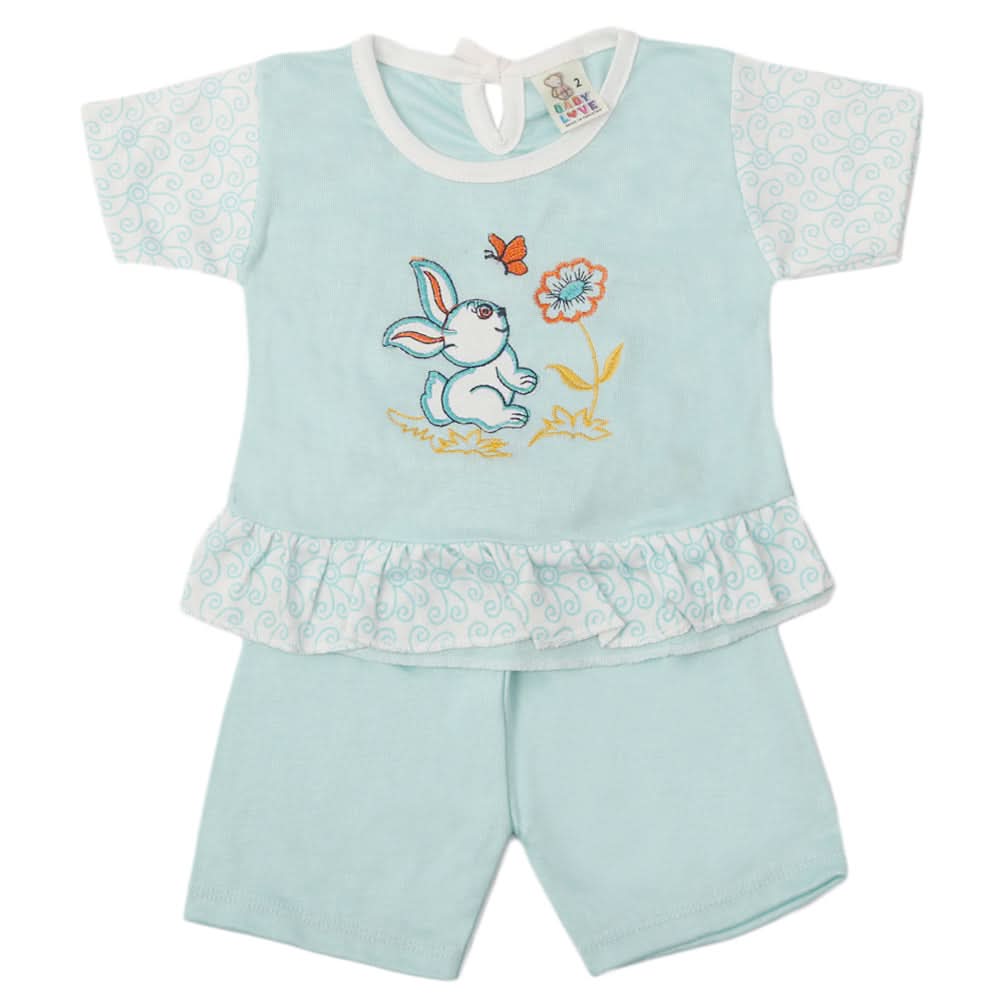 Newborn Girls Half Sleeves Suit - Cyan, Kids, Newborn Girls Sets And Suits, Chase Value, Chase Value