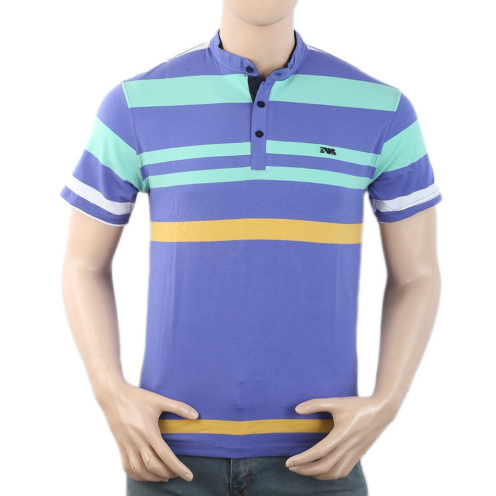 Men's Half Sleeves Placket T-Shirt - Royal Blue, Men, T-Shirts And Polos, Chase Value, Chase Value
