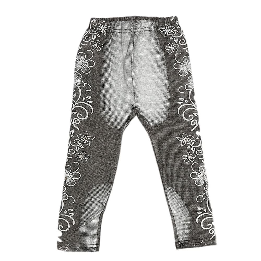 Girls Denim Print Tight - Black, Kids, Girls Pants And Capri, Chase Value, Chase Value