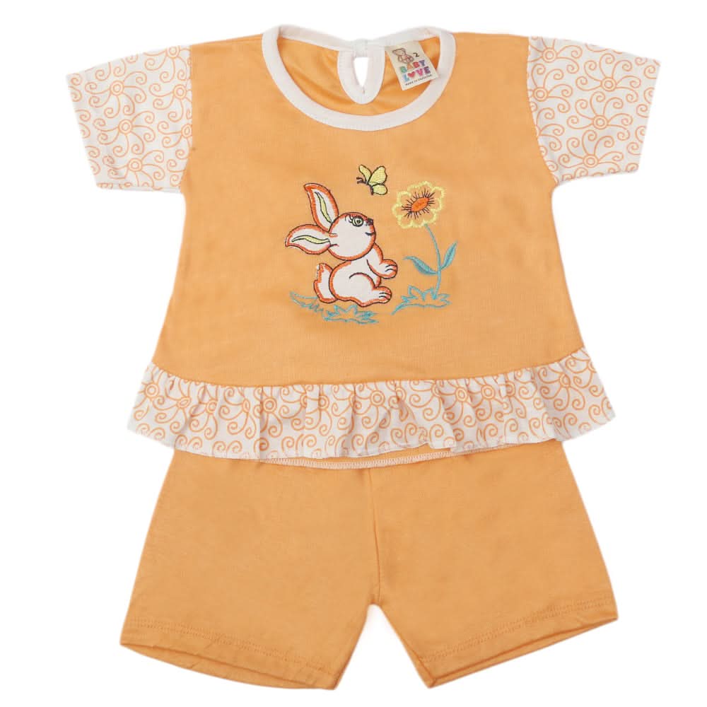 Newborn Girls Half Sleeves Suit - Peach, Kids, Newborn Girls Sets And Suits, Chase Value, Chase Value