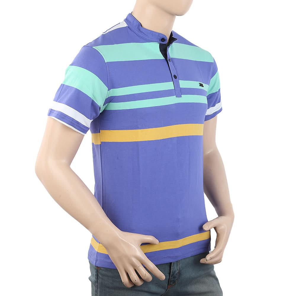 Men's Half Sleeves Placket T-Shirt - Royal Blue, Men, T-Shirts And Polos, Chase Value, Chase Value
