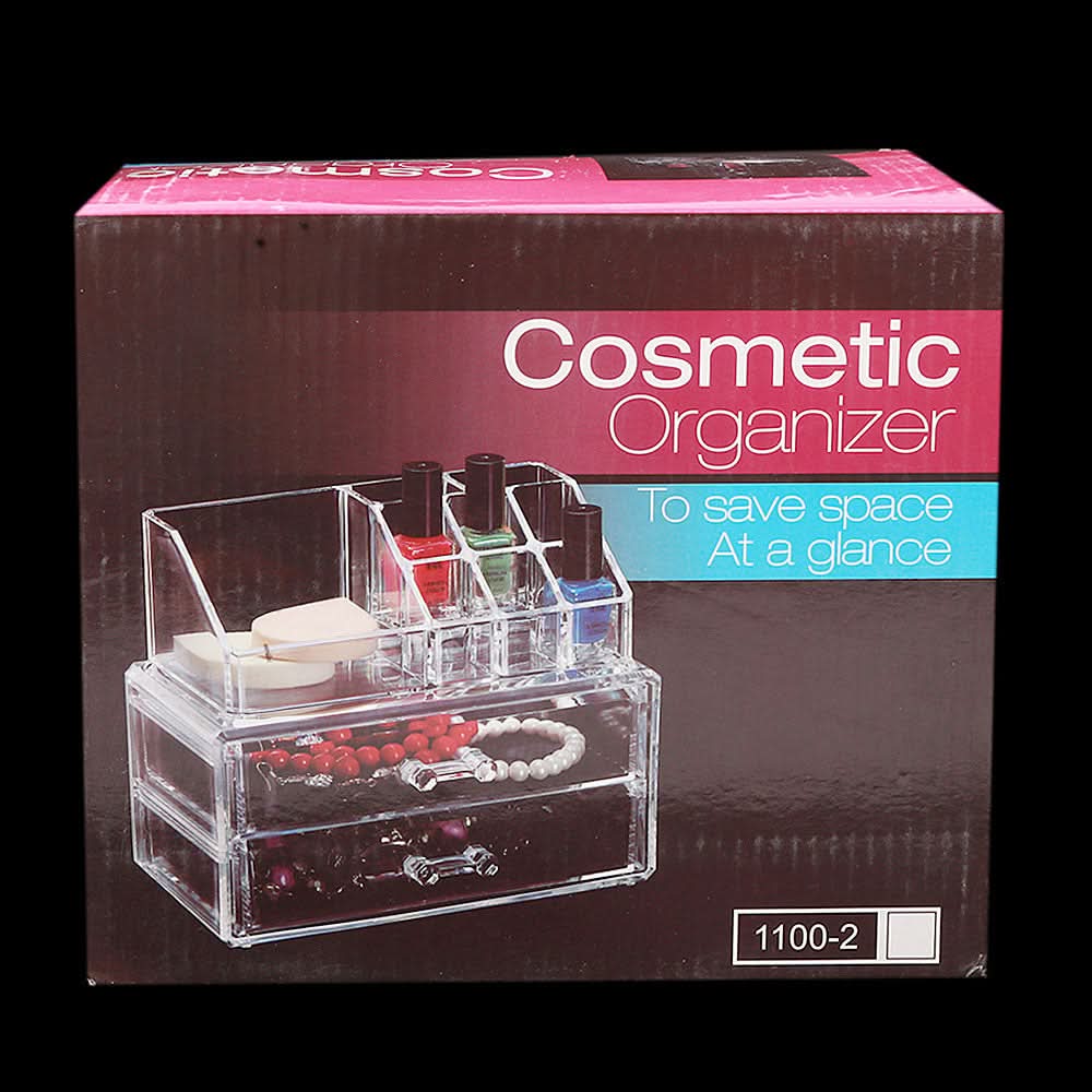 Acrylic Cosmetic Makeup Organizer Storage Box - White, Home & Lifestyle, Storage Boxes, Chase Value, Chase Value