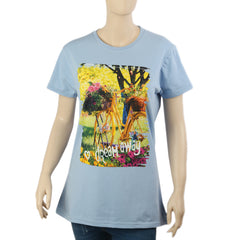 Women Half Sleeves Digital Print T-Shirt - Blue, Women T-Shirts & Tops, Chase Value, Chase Value
