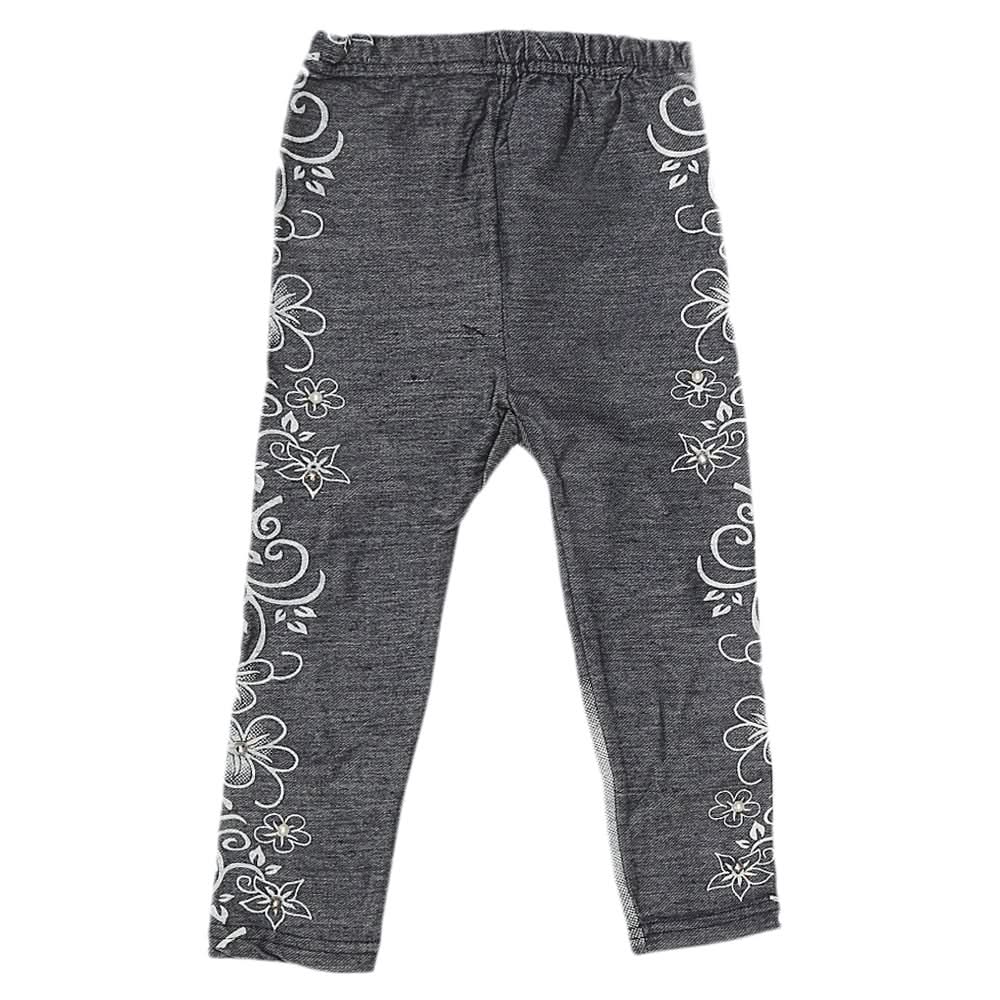 Girls Denim Print Tight - Blue, Kids, Girls Pants And Capri, Chase Value, Chase Value