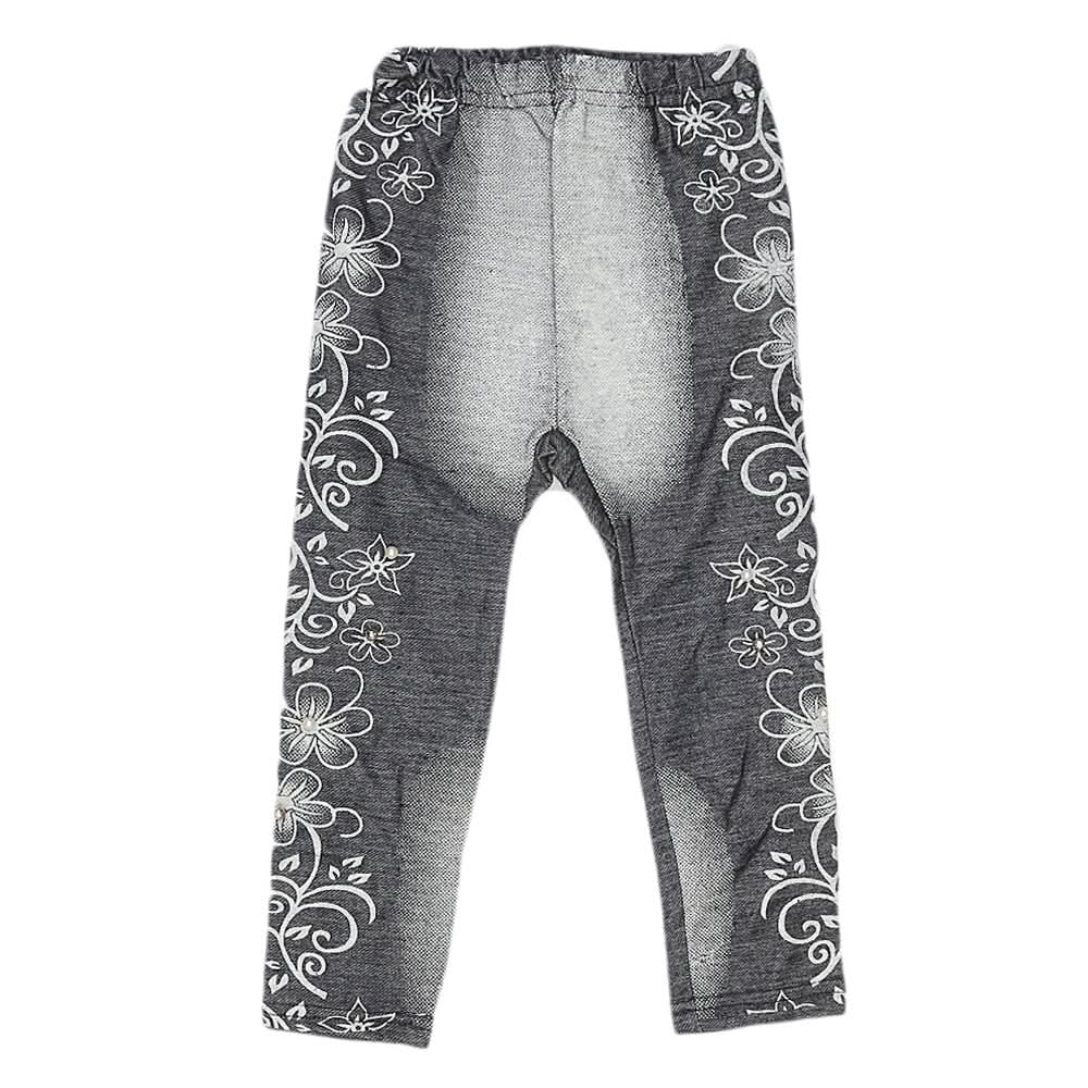 Girls Denim Print Tight - Blue, Kids, Girls Pants And Capri, Chase Value, Chase Value